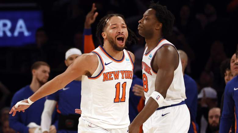 Knicks stars Jalen Brunson (left) and OG Anunoby would be part of a championship core with Anthony Davis.