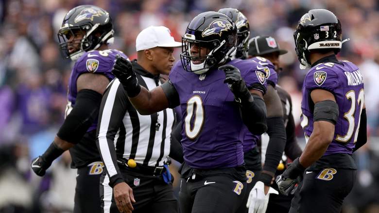 Ravens LB Roquan Smith celebrates in AFC Championship Game against Chiefs.