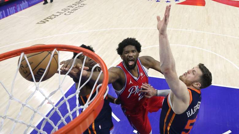 Knicks' OG Anunoby against Joel Embiid