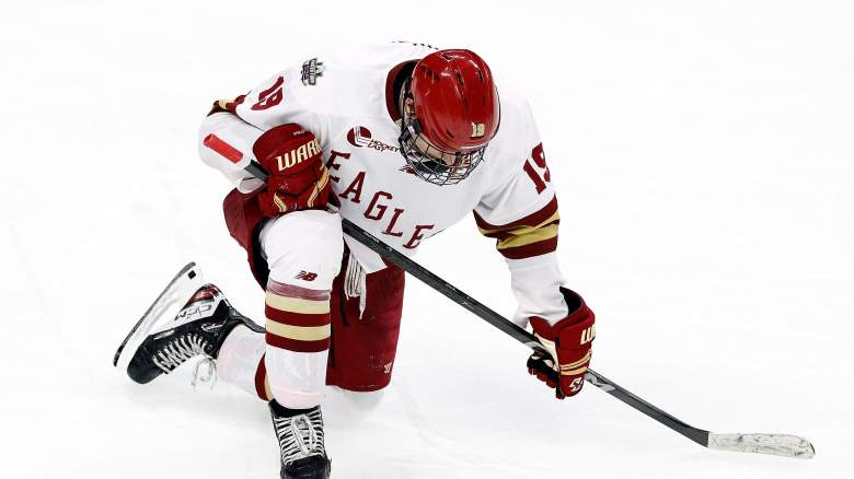Cutter Gauthier of the Anaheim Ducks and Boston College Eagles