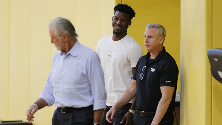 Pat Riley with Heat star Jimmy Butler