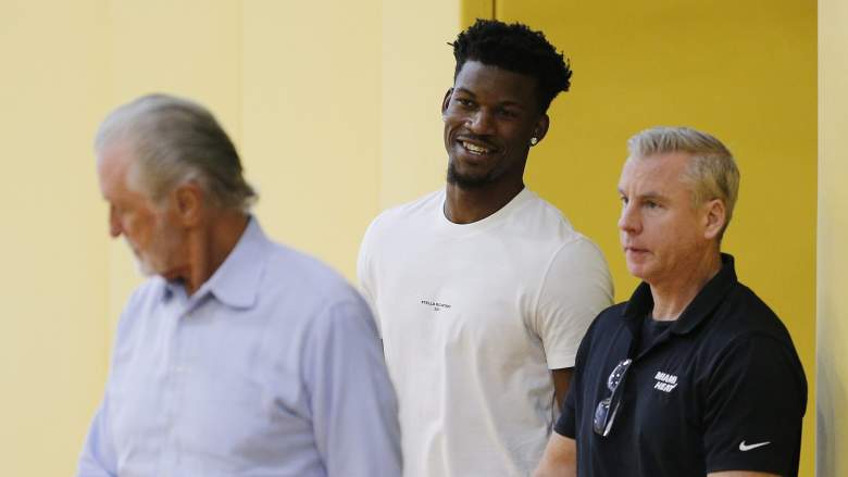 Pat Riley with Heat star Jimmy Butler