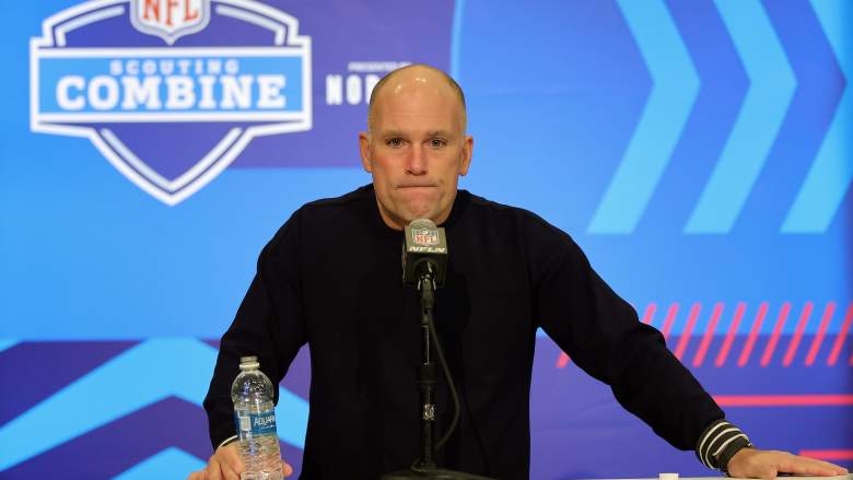 Ravens GM Eric DeCosta during the NFL scouting combine.