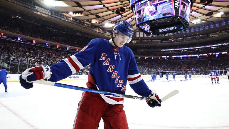 New York Rangers forward Matt Rempe played in Game 2 replacing Kaapo Kakko in the lineup.