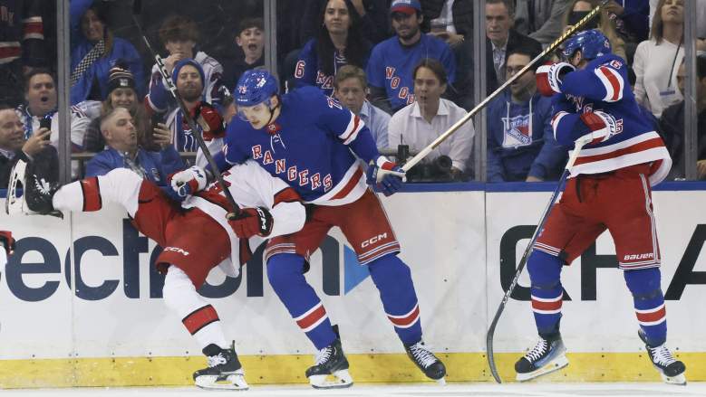 Matt Rempe of the New York Rangers could be a healthy scratch against the Carolina Hurricanes in Game 3.