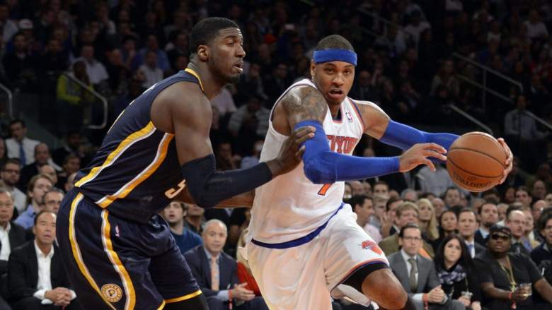 Ex-Pacers Roy Hibbert against ex-Knicks star Carmelo Anthony