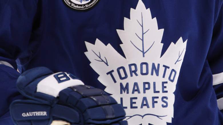 Toronto Maple Leafs jersey detail.