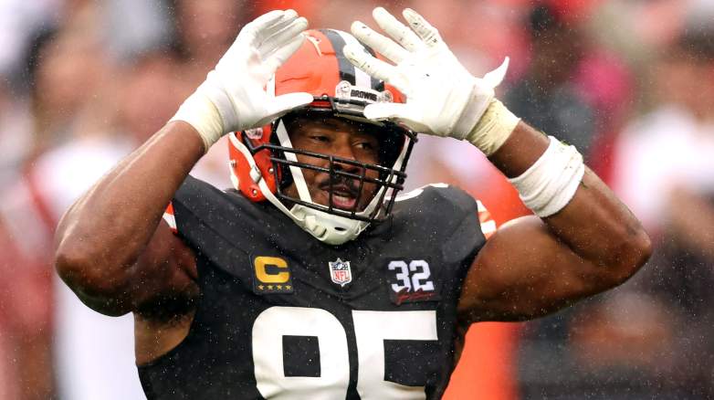 Browns star Myles Garrett injured his hamstring during minicamp on Thursday.