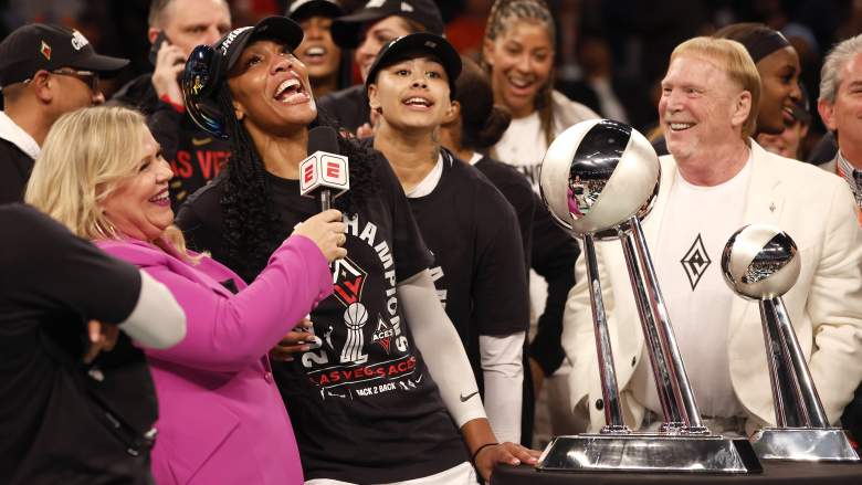 The Las Vegas Aces celebrate their 2023 WNBA championship