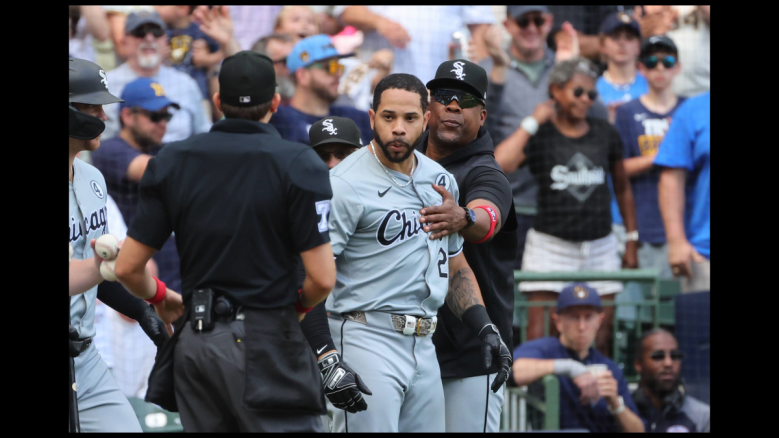 White Sox' OF Tommy Pham Being Restrained vs. the Brewers