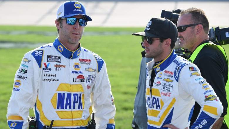 Chase Elliott and crew chief Alan Gustafson talk.