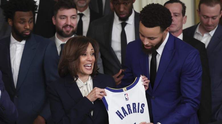 Warriors' Steph Curry and vice president Kamala Harris