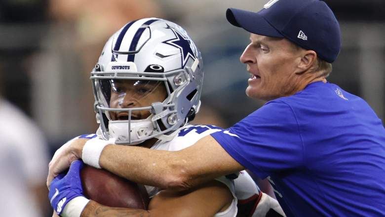 Cowboys RB Deuce Vaughn (left) and special teams coach John Fassel