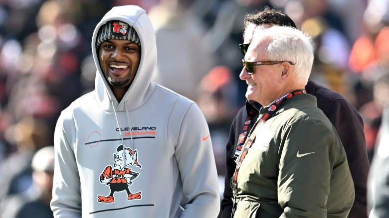 Deshaun Watson of the Cleveland Browns meets with owner Jimmy Haslam.