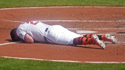 Orioles’ James McCann Reacts to Being Hit By Pitch vs Blue Jays