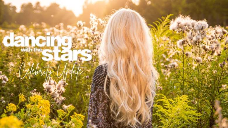 A woman in a flower field