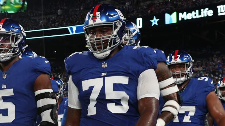 Giants offensive lineman Joshua Ezeudu.