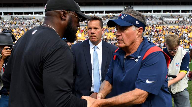 Steelers' Mike Tomlin with Bill Belichick.