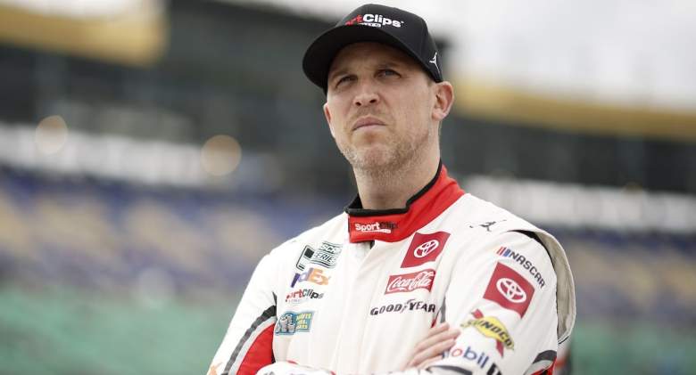 Denny Hamlin watches qualifying.