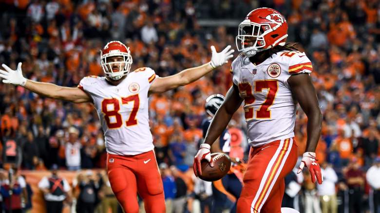 Chiefs' Travis Kelce and Kareem Hunt.