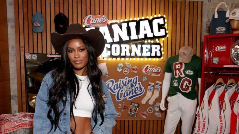 Ciara Miller poses while wearing items from one of Raising Cane's newest retail lines at the Time Square restaurant.