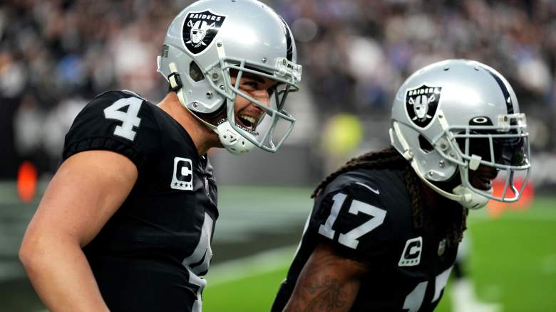 Raiders one-time tandem Davante Adams (right) and Derek Carr