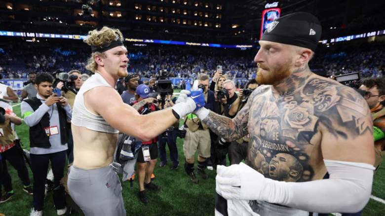 Maxx Crosby of the Las Vegas Raiders and Aidan Hutchinson of the Detroit Lions