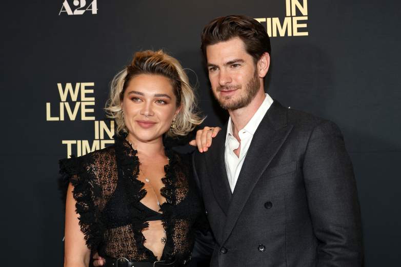 NEW YORK, NEW YORK - SEPTEMBER 09: (L-R) Florence Pugh and Andrew Garfield attend A24's "We Live in Time" New York Screening at Crosby Street Hotel on September 09, 2024 in New York City. (Photo by Marleen Moise/Getty Images)