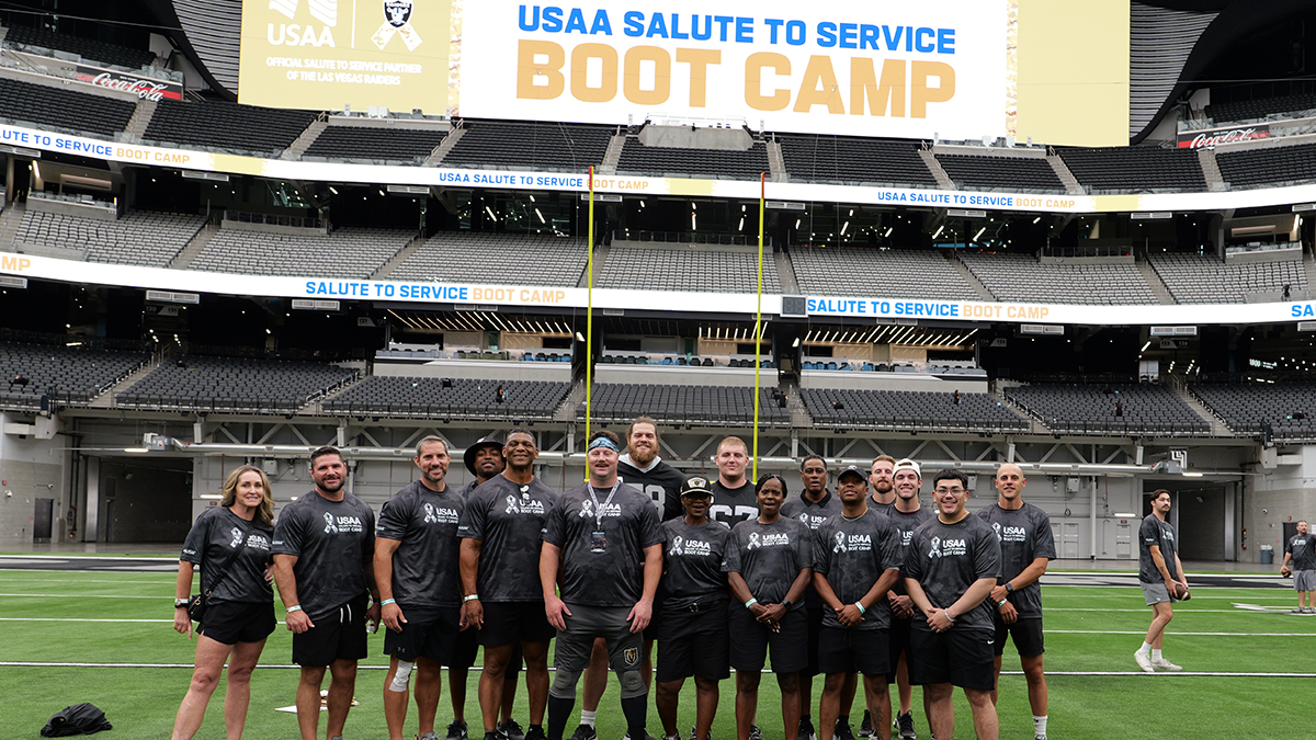 Raiders Bring Back Local Military for USAA's Salute to Service NFL Boot