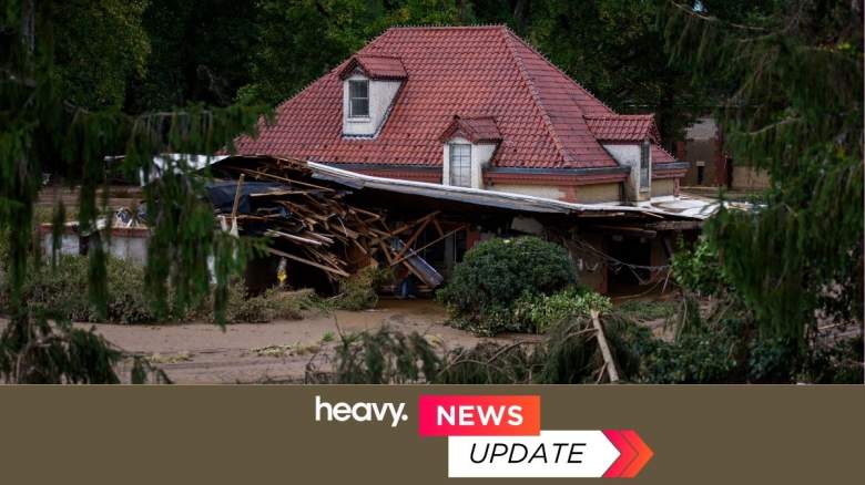 The entrance to the Biltmore Estate is seen surrounded by debris in the aftermath of Hurricane Helene on October 1, 2024 in Asheville, North Carolina.