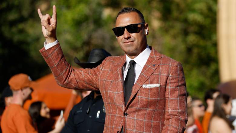 Head coach Steve Sarkisian walks to the stadium before the game against the Florida Gators.