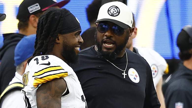 Diontae Johnson and Mike Tomlin with Steelers.