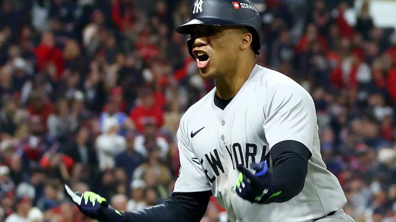 Juan Soto celebrates