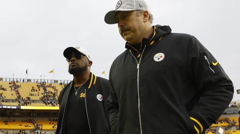 Steelers coaches Mike Tomlin and Arthur Smith.