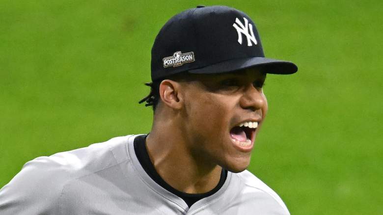 Juan Soto celebrates