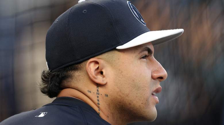 Gleyber Torres watches batting practice