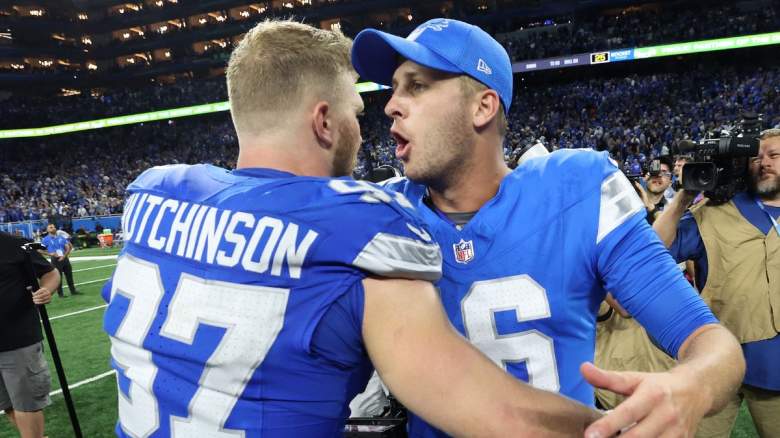 Detroit Lions quarterback Jared Goff and Aidan Hutchinson