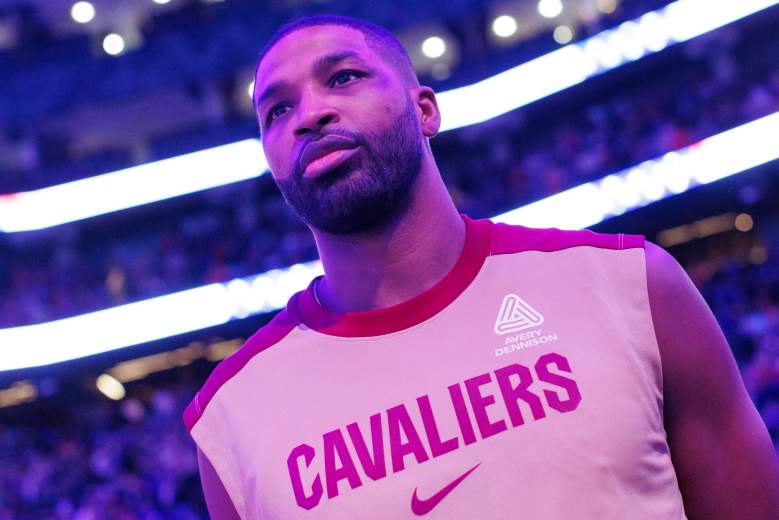 Tristan Thompson #13 of the Cleveland Cavaliers stands for the American national anthem ahead of their NBA game against the Toronto Raptors at Scotiabank Arena on October 23, 2024 in Toronto, Ontario, Canada.