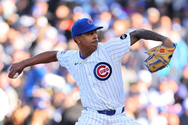 Yency Almonte pitching for the Cubs