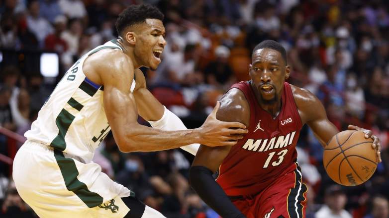 Bam Adebayo, Giannis Antetokounmpo, Heat, Bucks