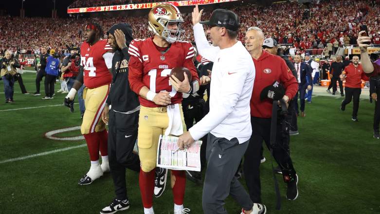 Brock Purdy and Kyle Shanahan