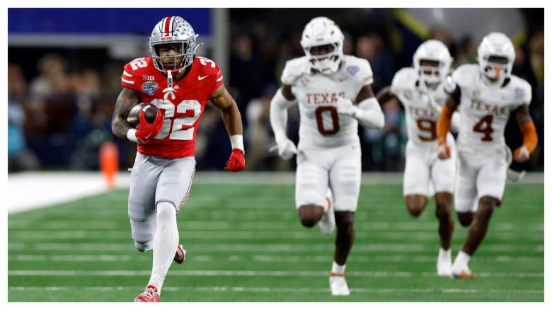 Patriots RB TreVeyon Henderson runs past multiple defenders as Rhamondre Stevenson trade rumors swirl