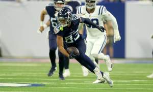 Tyler Boyd, with the Tennessee Titans, runs upfield.