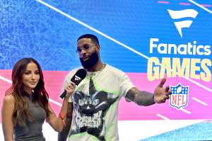 Odell Beckham Jr. chats with NFL host Kay Adams. 