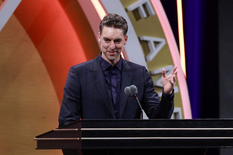 Former NBA power forward Pau Gasol at his Hall of Fame induction
