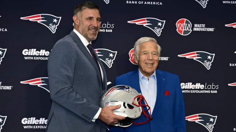 New England Patriots coach Mike Vrabel and owner Robert Kraft