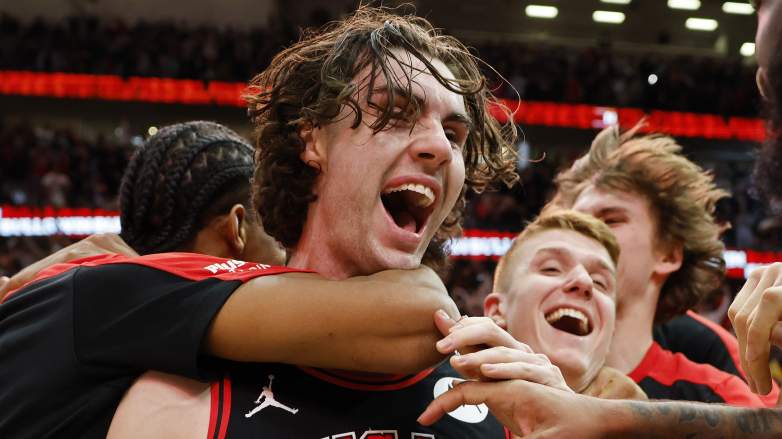 Chicago Bulls point guard Josh Giddey celebrates after a game-winning basket.