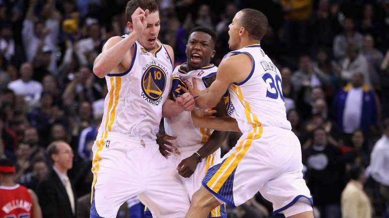 David Lee, Nate Robinson, and Stephen Curry, Warriors