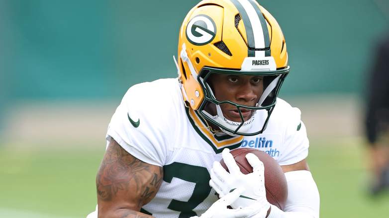ASHWAUBENON, WISCONSIN - JUNE 10: MarShawn Lloyd #32 of the Green Bay Packers participates in drills during the Green Bay Packers mandatory minicamp at Ray Nitschke Field on June 10, 2025 in Ashwaubenon, Wisconsin. (Photo by Stacy Revere/Getty Images)