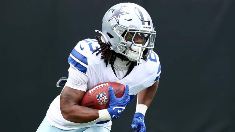 CHARLOTTE, NORTH CAROLINA - OCTOBER 12: Jaydon Blue #23 of the Dallas Cowboys carries the ball following a kickoff during the NFL 2025 game against the Carolina Panthers at Bank of America Stadium on October 12, 2025 in Charlotte, North Carolina. (Photo by Jared C. Tilton/Getty Images)